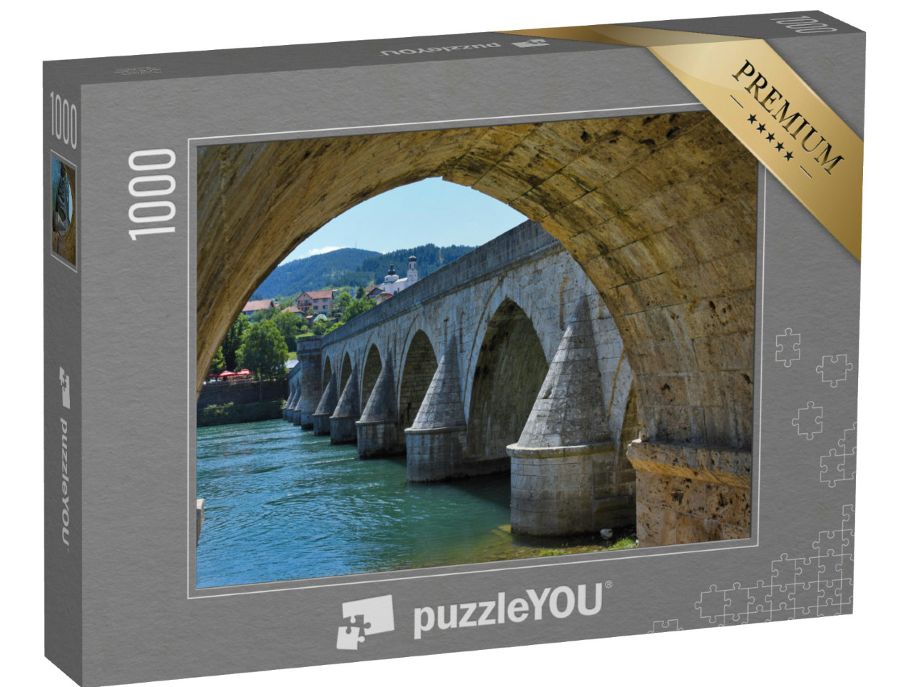 puzzle 1000 dílků „Most Mehmeda Paši Sokoloviče přes řeku Drinu, Visegrad“