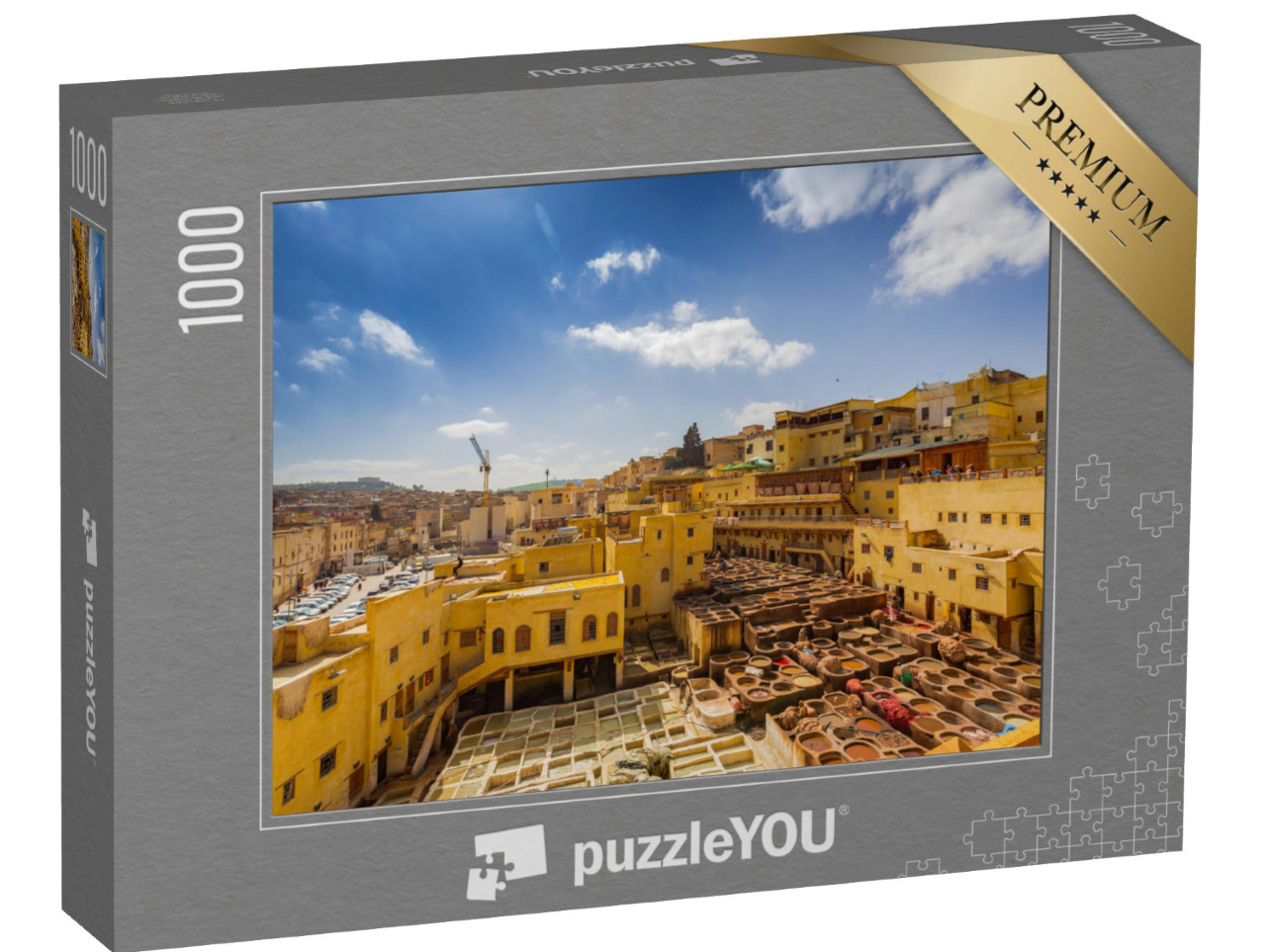 puzzle 1000 dílků „Tradiční koželužna ve Fezu, Maroko“