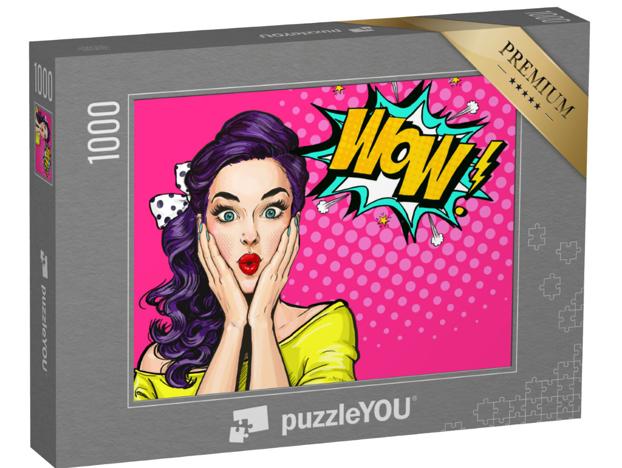 puzzle 1000 dílků „Pop-art: Žena s tváří WOW“