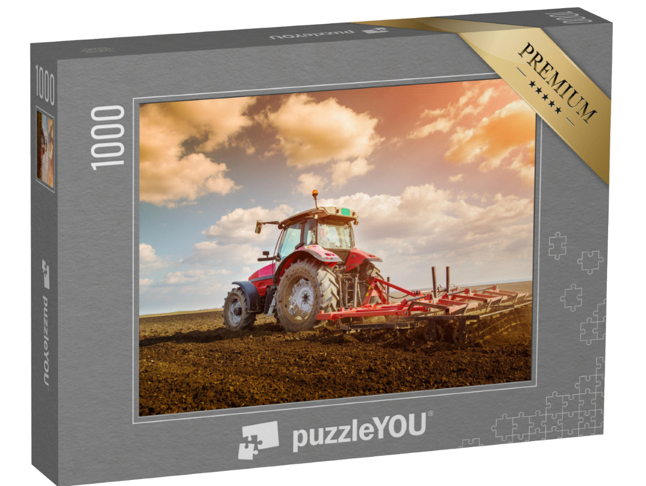 puzzle 1000 dílků „Příprava půdy pomocí kultivátoru“