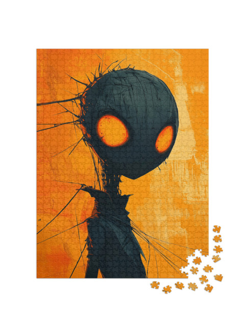 puzzle 1000 dílků „Černá halloweenská postava“