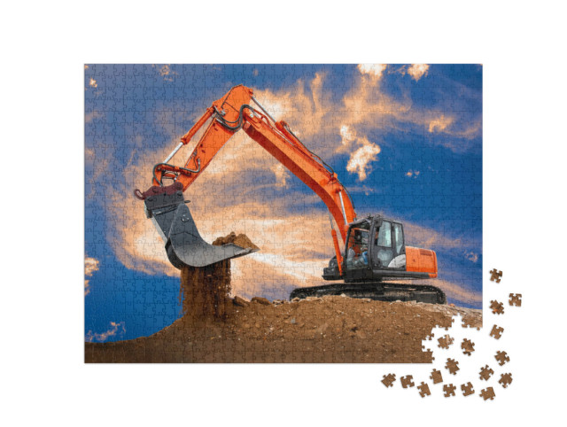puzzle 1000 dílků „Bagr při práci na staveništi“
