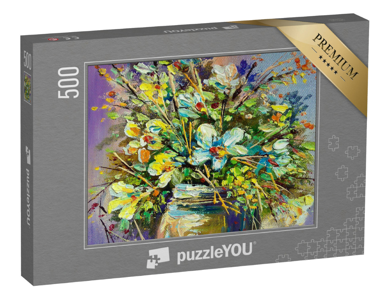puzzle 500 dílků „Olejomalba: Barevná kytice květin“