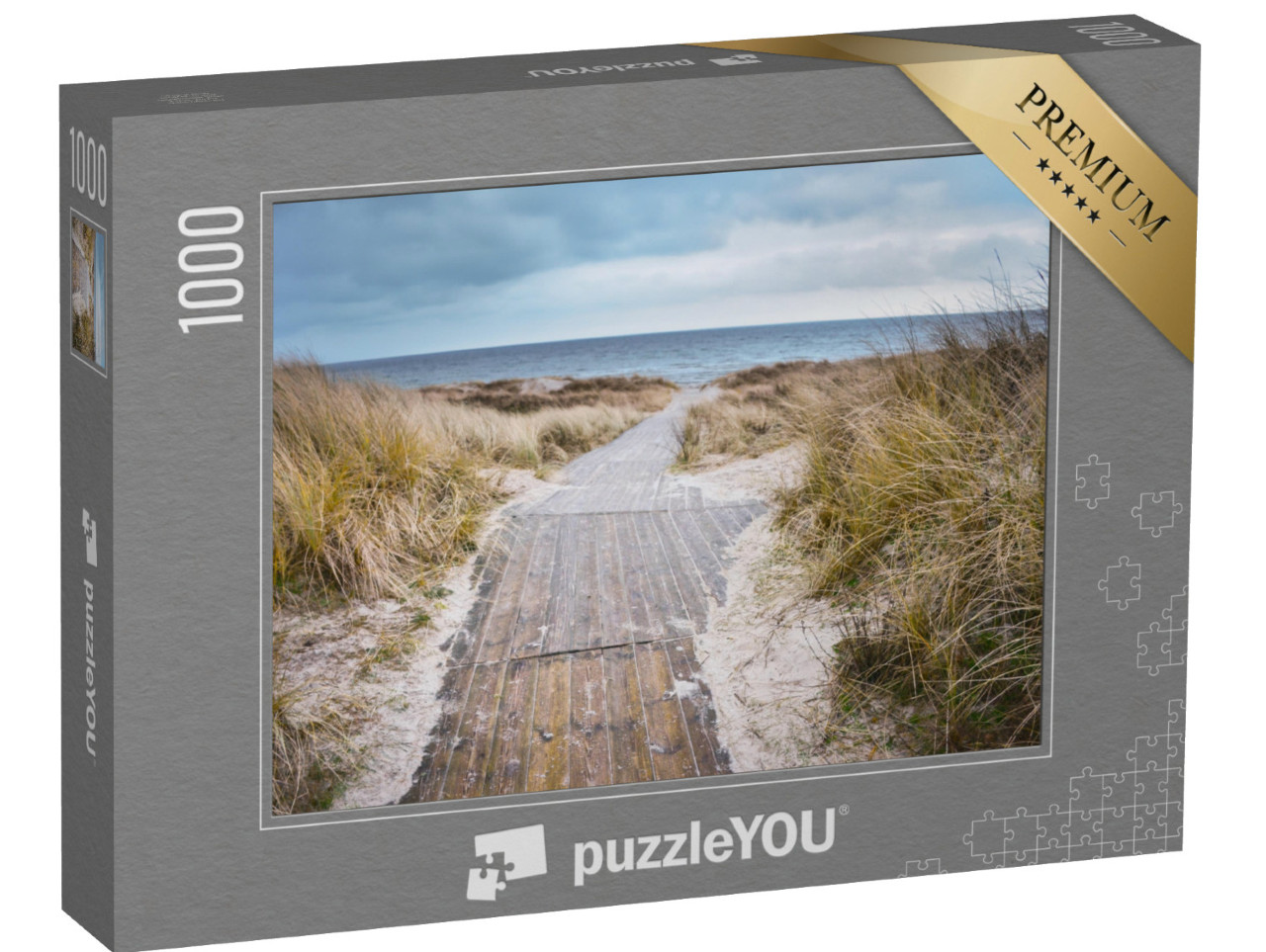 puzzle 1000 dílků „Pláž u Baltského moře, duny v drsném zimním dni“