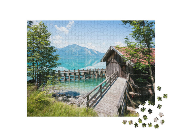 puzzle 1000 dílků „Stará rybářská chata u Walchensee“