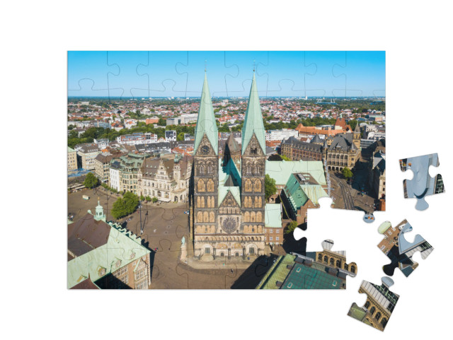 puzzle 48 dílků „Katedrála na náměstí v Brémách“