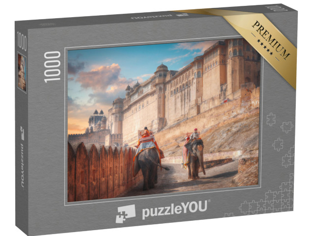 puzzle 1000 dílků „Slon na cestě v pevnosti Amber, Indie“