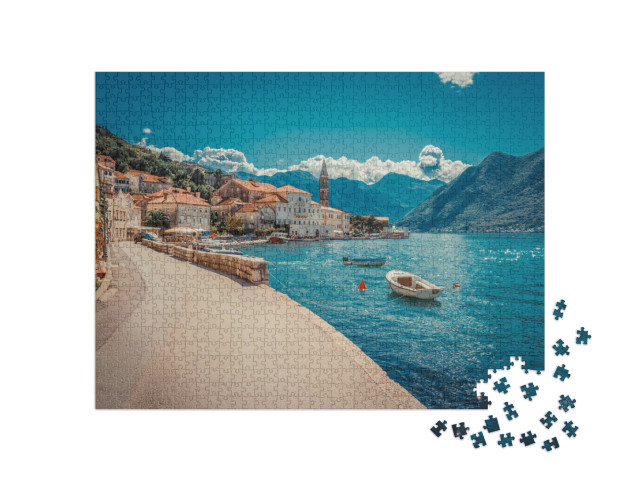 puzzle 1000 dílků „Malebný záliv Boka Kotor, Černá Hora“