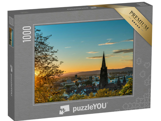 puzzle 1000 dílků „Kouzelný západ slunce nad Freiburgem im Breisgau“