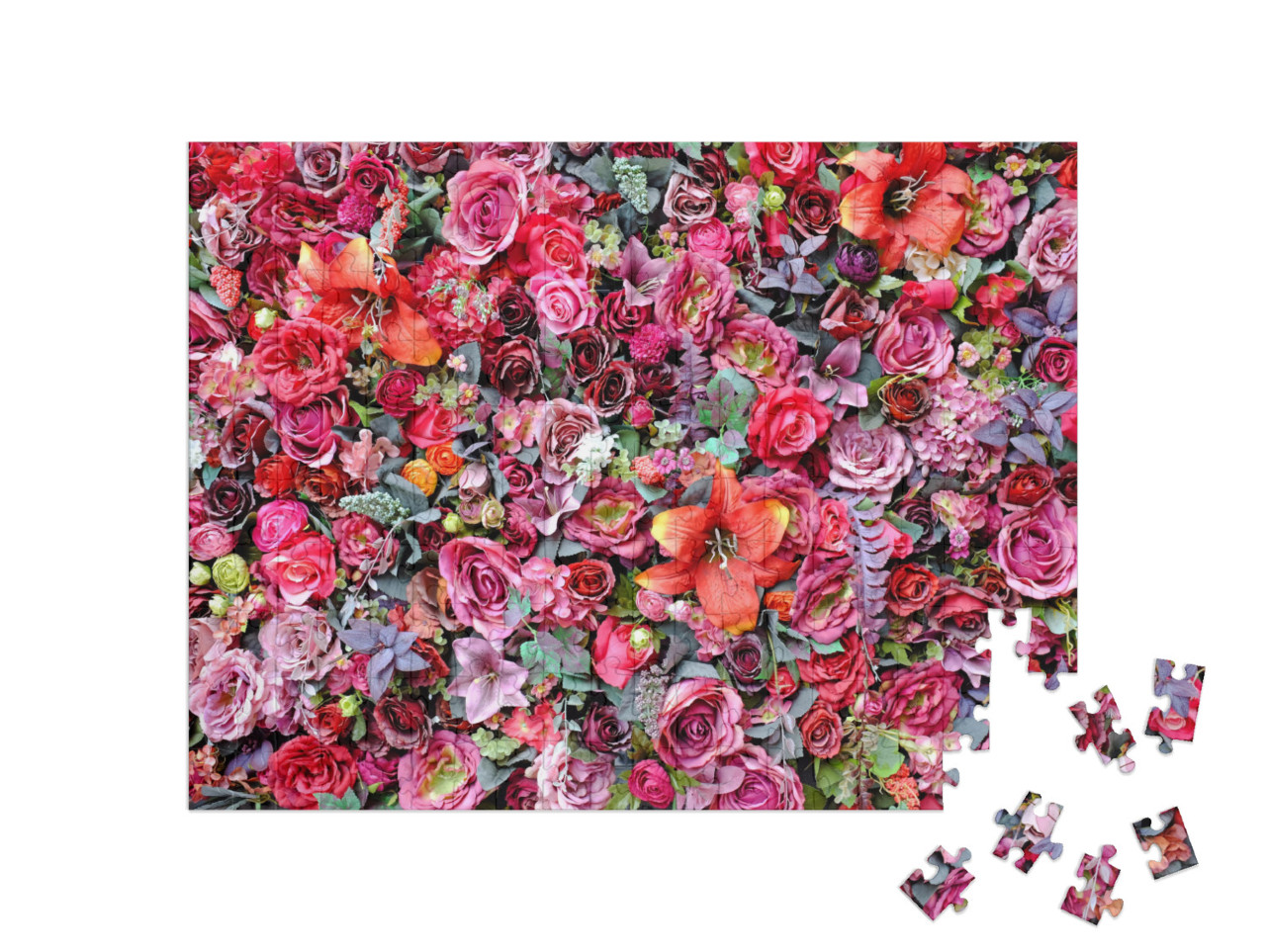 puzzle 200 dílků „Růže a lilie“
