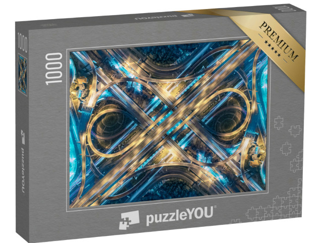 puzzle 1000 dílků „Letecký pohled na silniční dopravu v thajském městě“