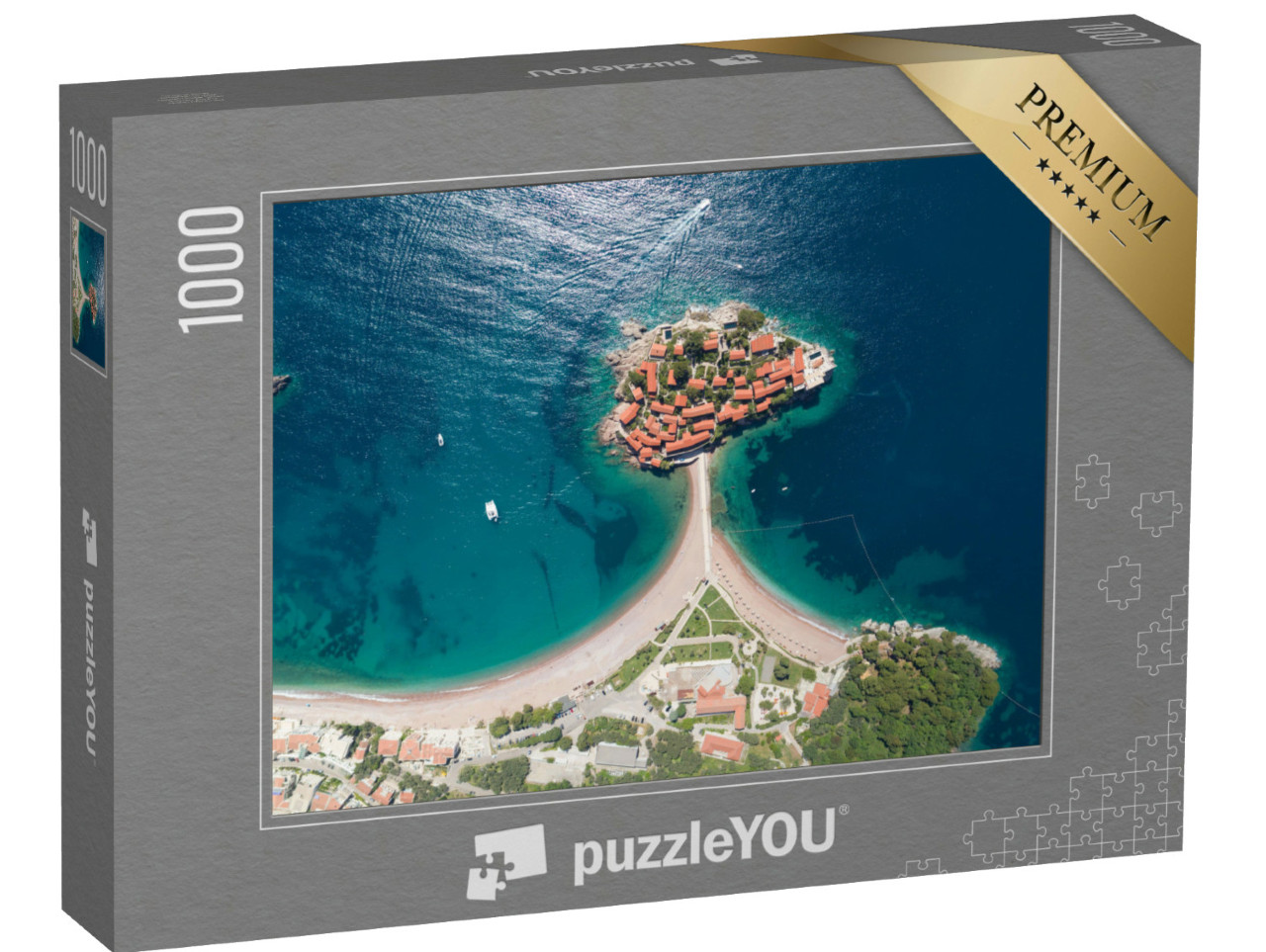 puzzle 1000 dílků „Ostrov Sveti Stefan v Budvě, Černá Hora“