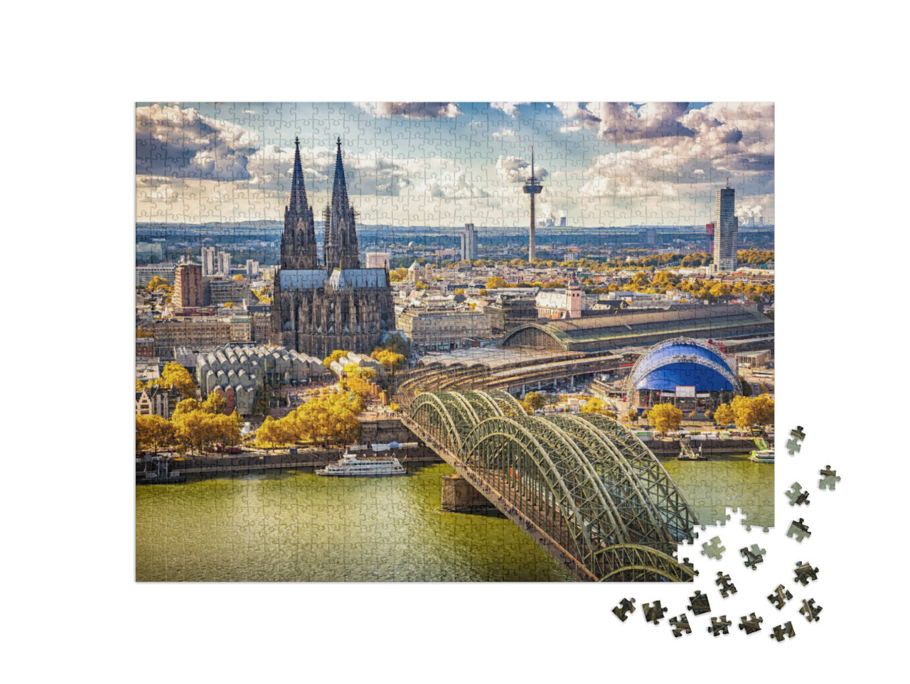 puzzle 1000 dílků „Letecký pohled na Kolín nad Rýnem, Německo“