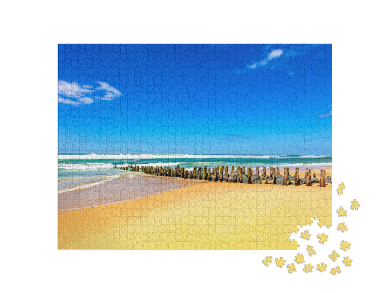 puzzle 1000 dílků „Krásný výhled na pláž v Seignosse, Francie“