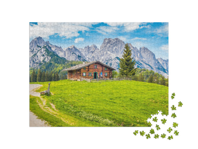 puzzle 1000 dílků „Tradiční horská chata, Rakousko“