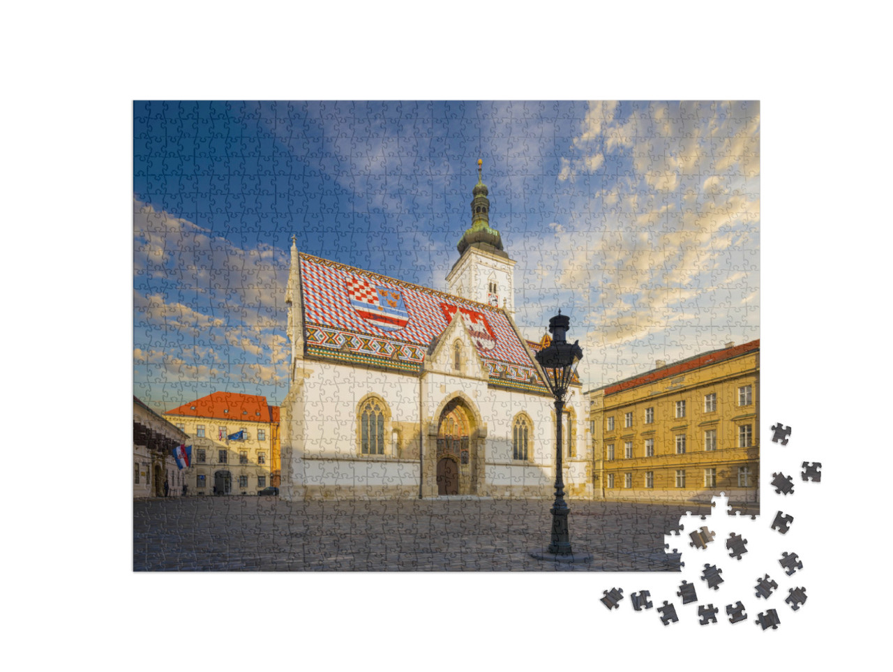 puzzle 1000 dílků „Kostel svatého Marka na náměstí svatého Marka v Záhřebu, Gornij Grad“
