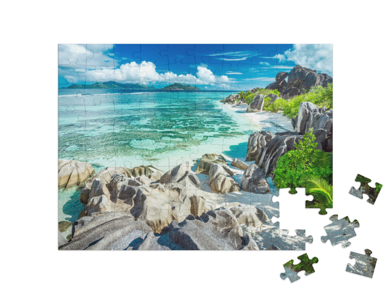 puzzle 100 dílků „Anse Source D'Argent - nejkrásnější pláž na Seychelách“