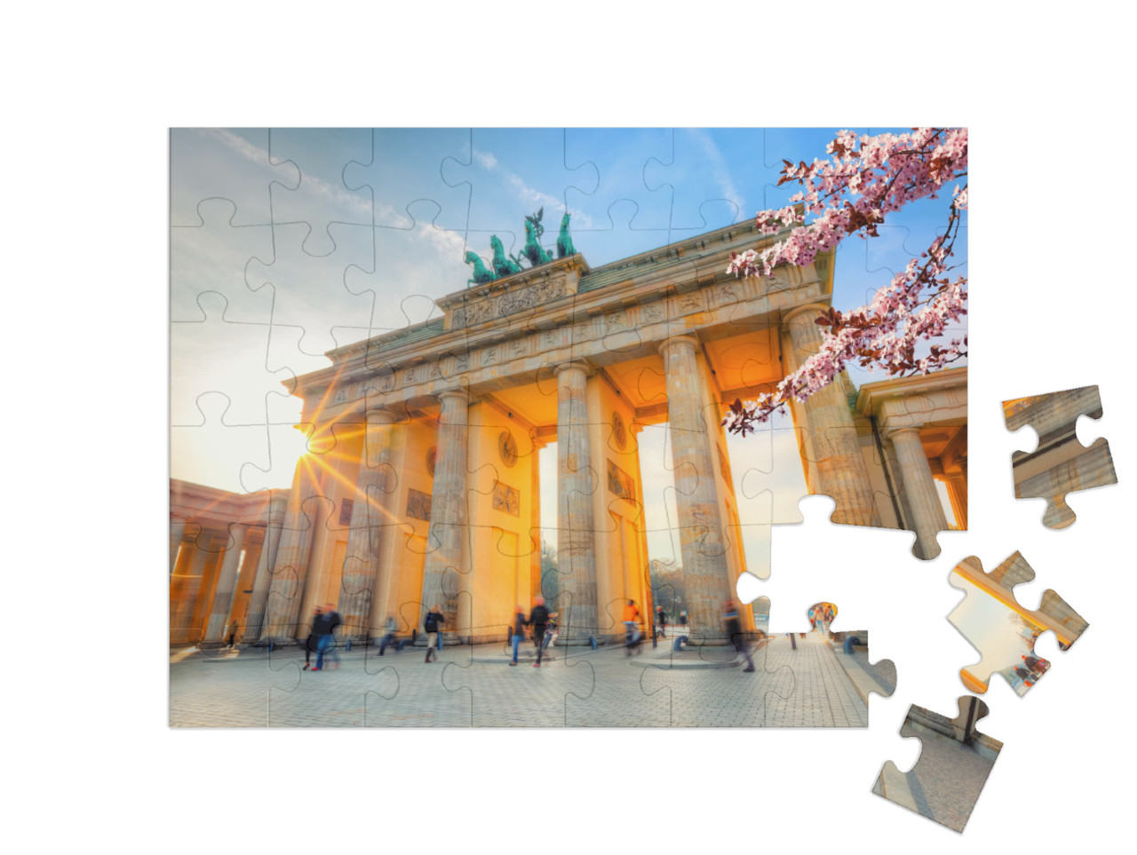 puzzle 48 dílků „Braniborská brána na jaře, Berlín“