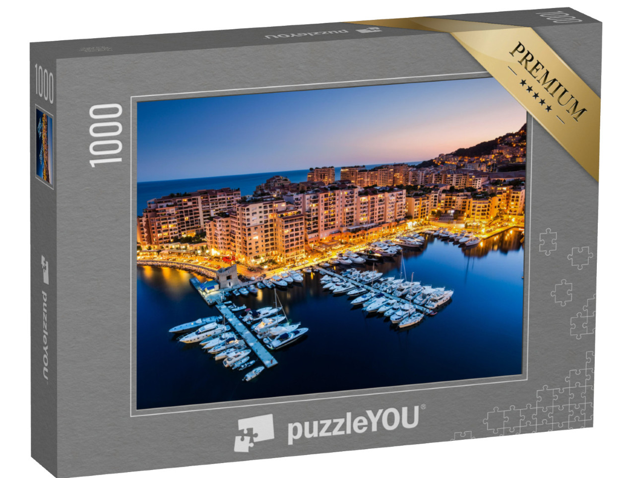 puzzle 1000 dílků „Noční pohled na Fontvieille a monacký přístav“