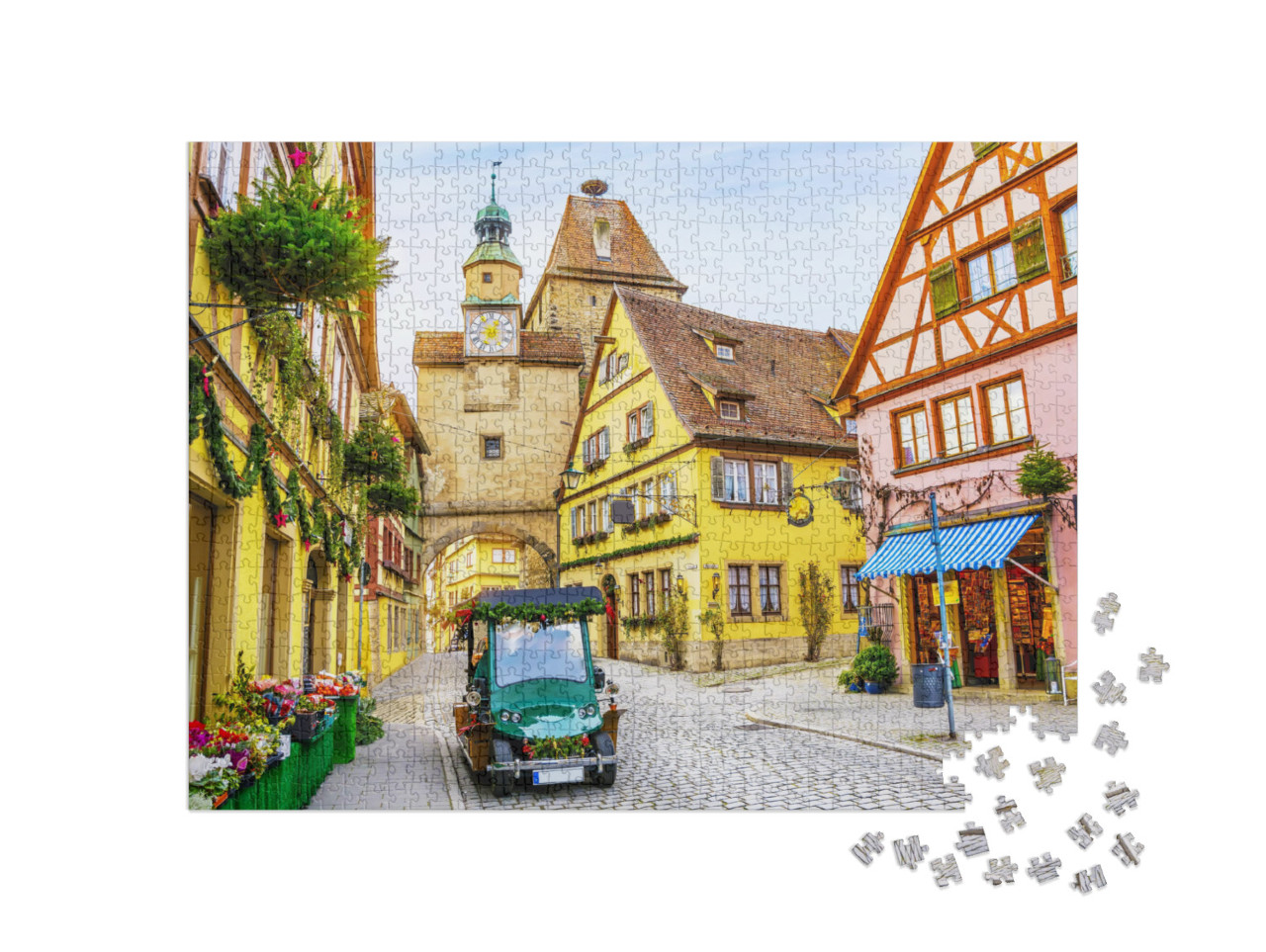 puzzle 1000 dílků „Vánoční atmosféra: Rothenburg ob der Tauber, Bavorsko, Německo“