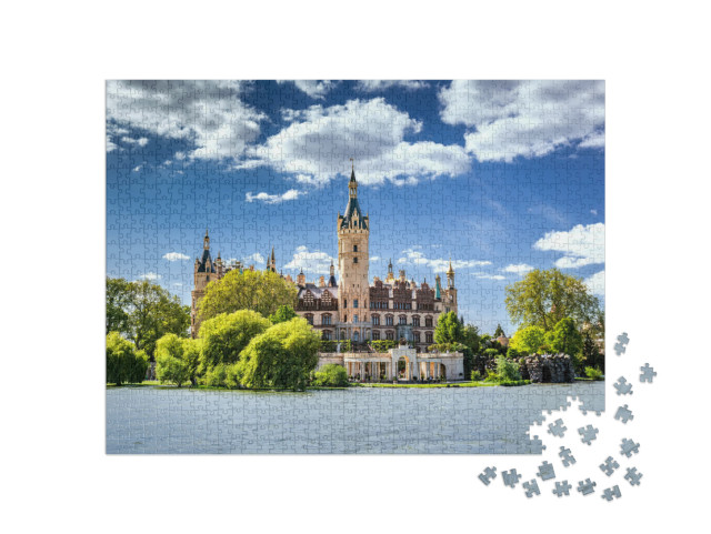 puzzle 1000 dílků „Zámek Schwerin obklopený jezery a lesy“