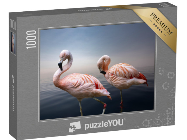 puzzle 1000 dílků „Detailní záběr dvou amerických plameňáků“
