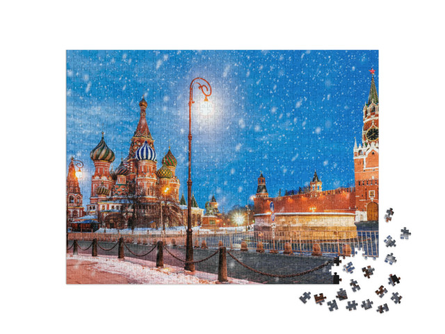 puzzle 1000 dílků „Rudé náměstí o Vánocích, Moskva“