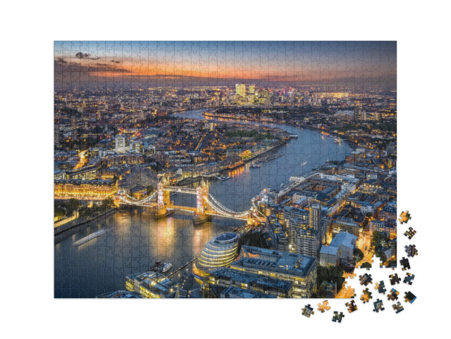 puzzle 1000 dílků XXL „Londýnské panorama s Tower Bridge za soumraku“