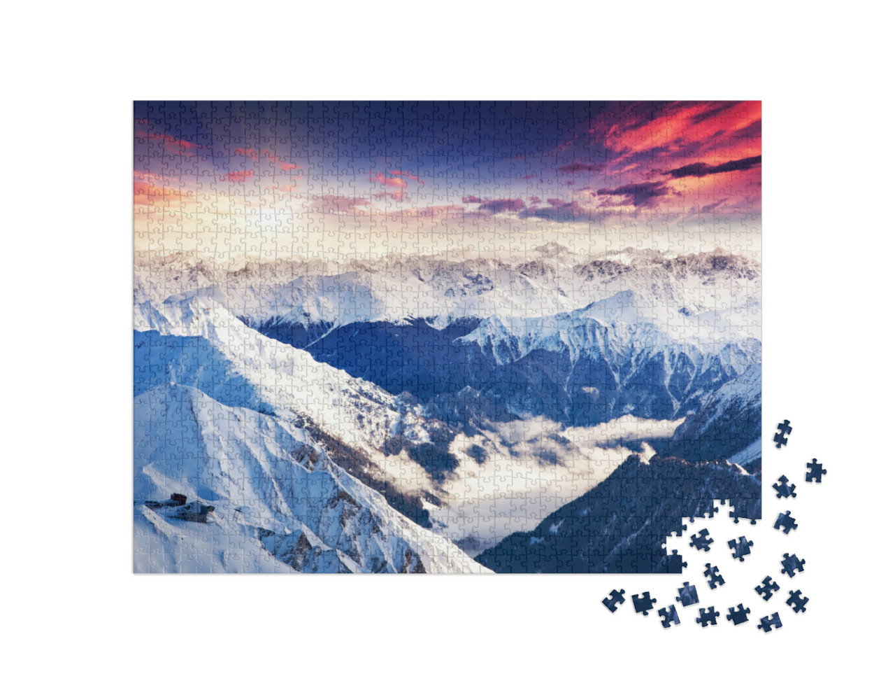 puzzle 1000 dílků „Fantastické večerní panorama Alp“