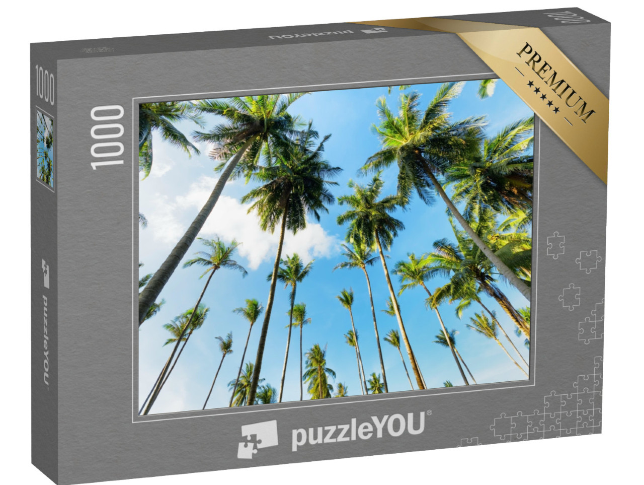 puzzle 1000 dílků „Pohled vzhůru mezi palmy“