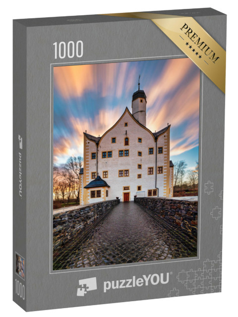 puzzle 1000 dílků „Mraky nad hradem Klaffenbach u Chemnitz“