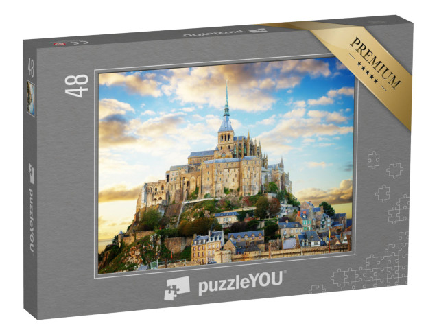 puzzle 48 dílků „Záběr na Mont Saint Michel při západu slunce, Francie“