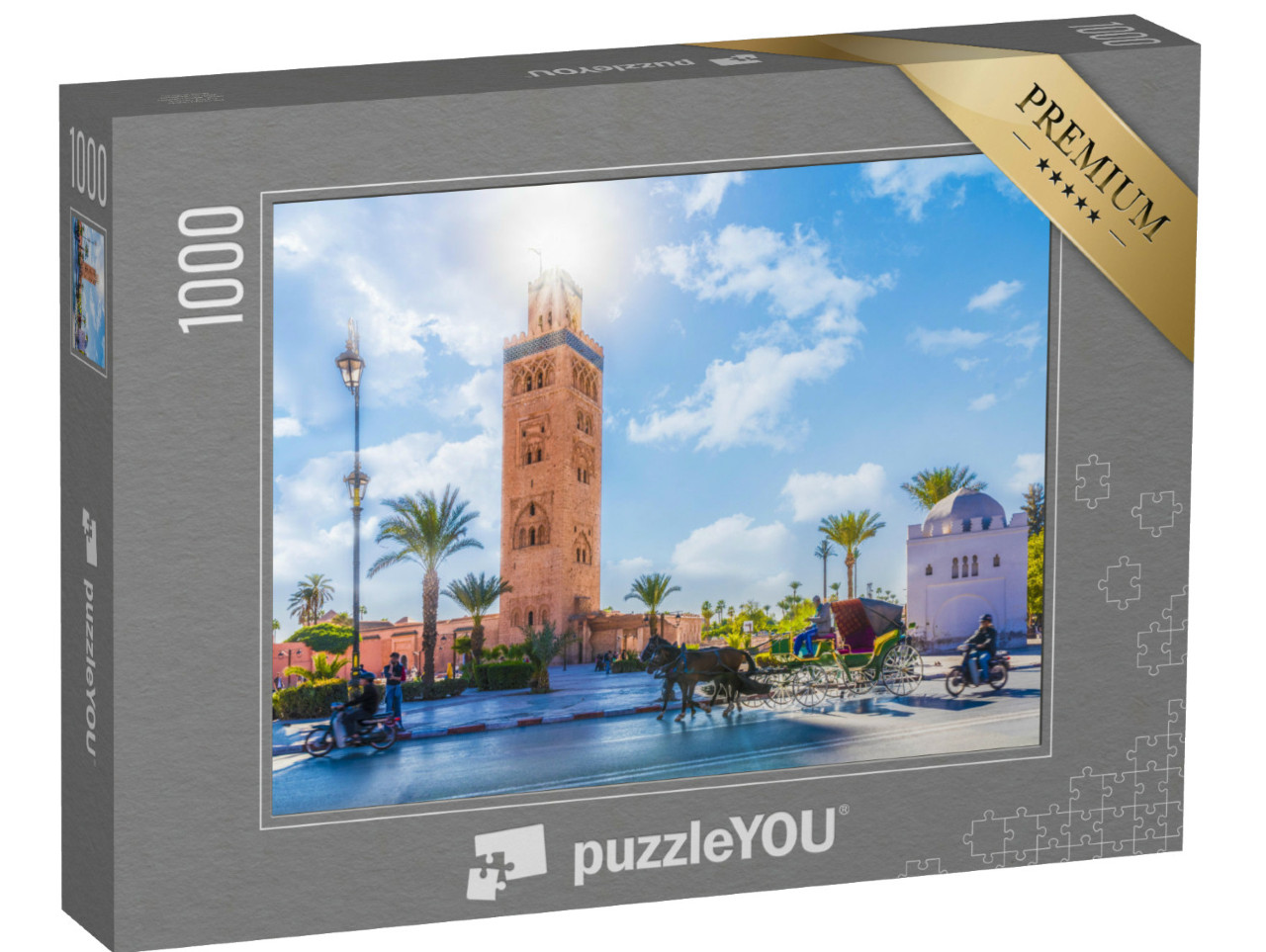 puzzle 1000 dílků „Minaret mešity Koutoubia ve čtvrti Medina v Marrákeši, Maroko“