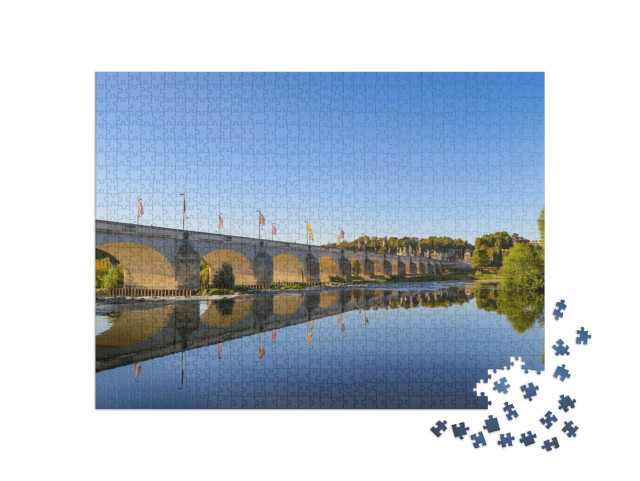 puzzle 1000 dílků „Wilsonův most a jeho odraz v Loiře, Tours, Francie“
