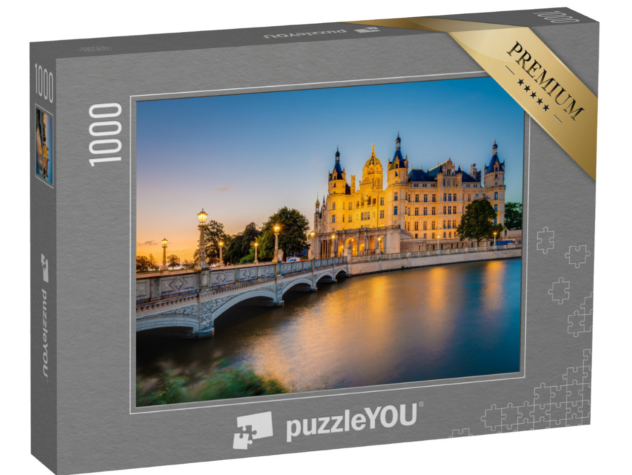 puzzle 1000 dílků „Zámek Schwerin: pamětihodnost hlavního města spolkové země Meklenbursko-Přední Pomořansko“