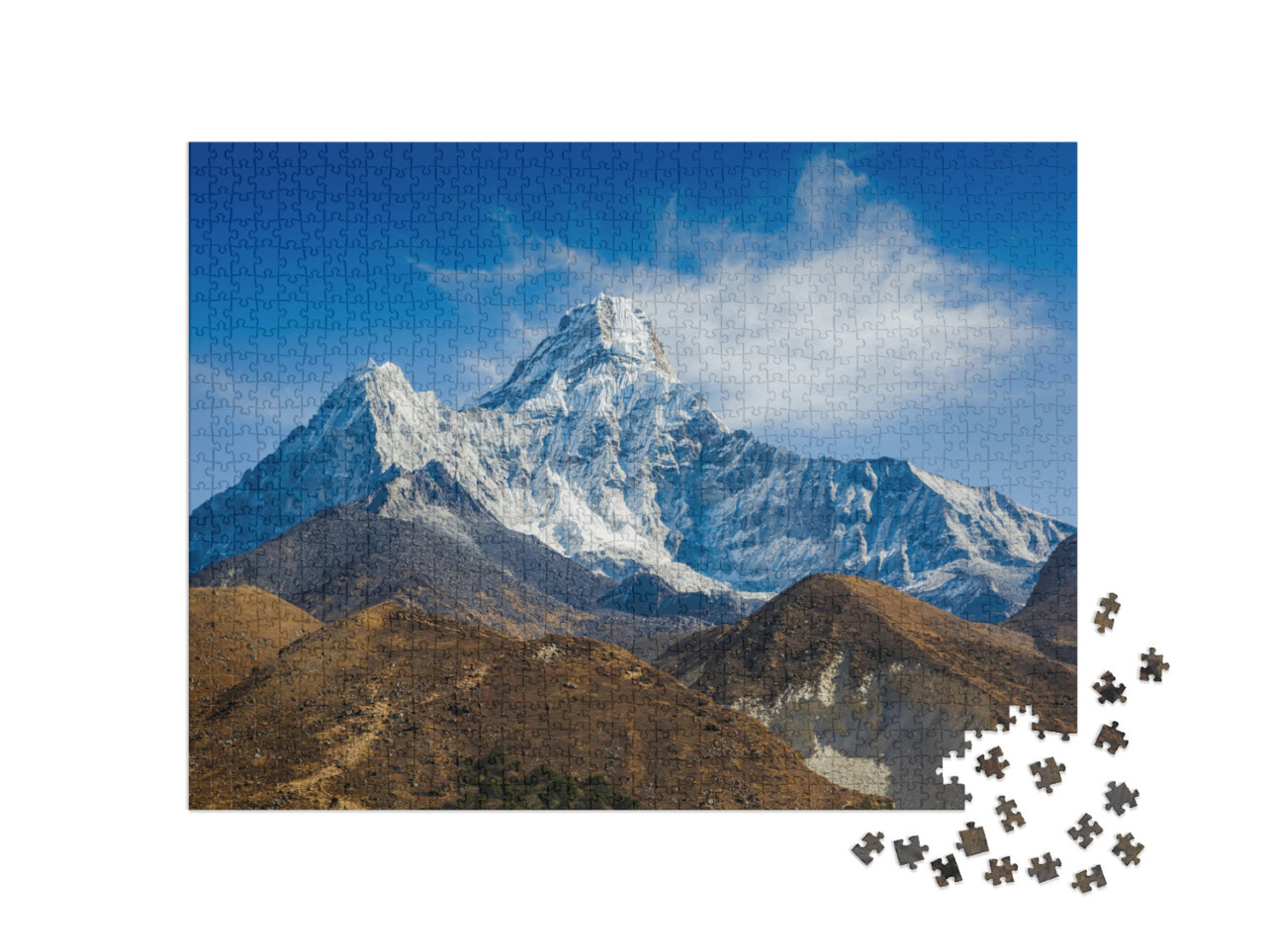 puzzle 1000 dílků „Hora Ama Dablam v oblasti Everestu v Himálaji, Nepál“