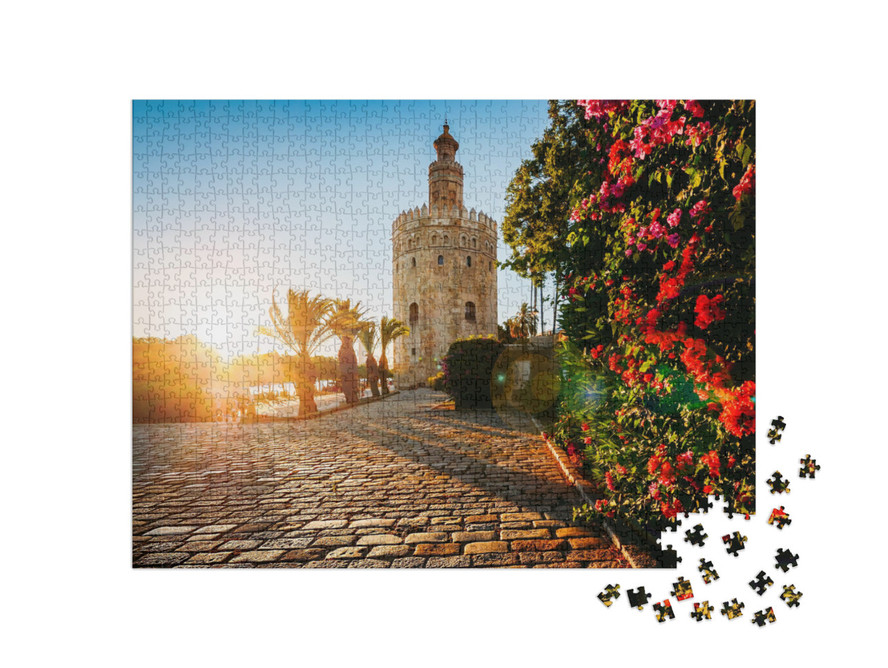 puzzle 1000 dílků „Torre del Oro: Zlatá věž v Seville, Španělsko“