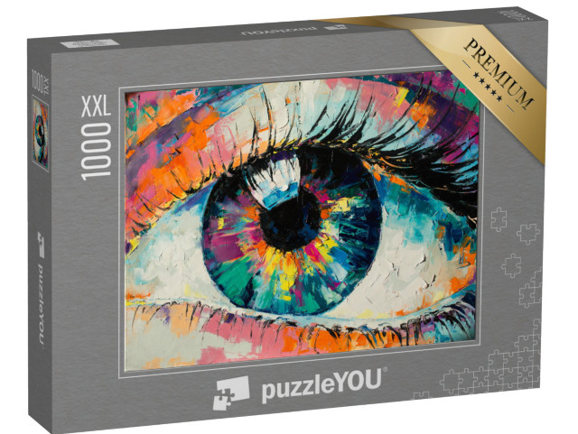 puzzle 1000 dílků XXL „Abstraktní obraz oka, olejomalba“