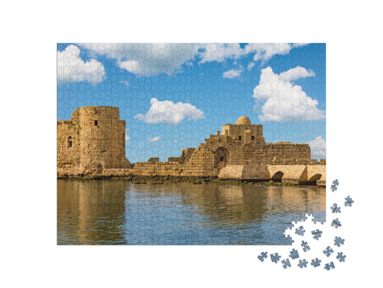 puzzle 1000 dílků „Křižácký námořní hrad Sidon Saida v jižním Libanonu Blízký východ“