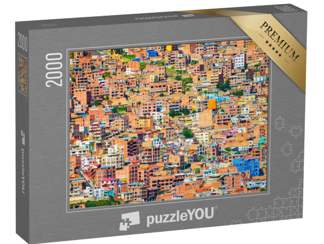 puzzle 2000 dílků „Tradiční bolivijské domy na kopcích v La Pazu, Bolívie“