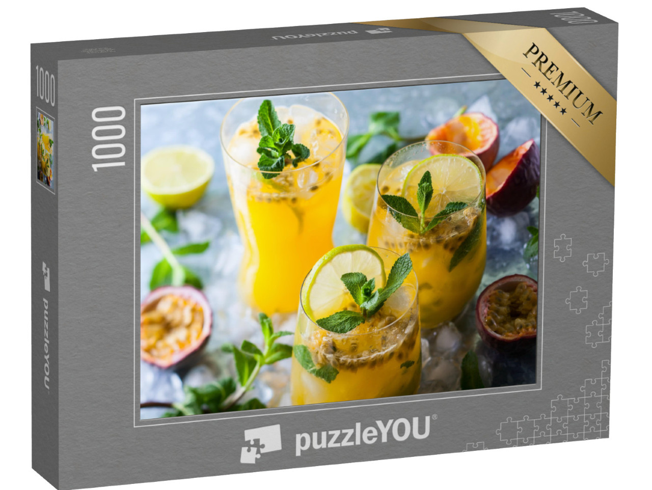 puzzle 1000 dílků „Čerstvá šťáva z mučenky s limetkou a mátou“