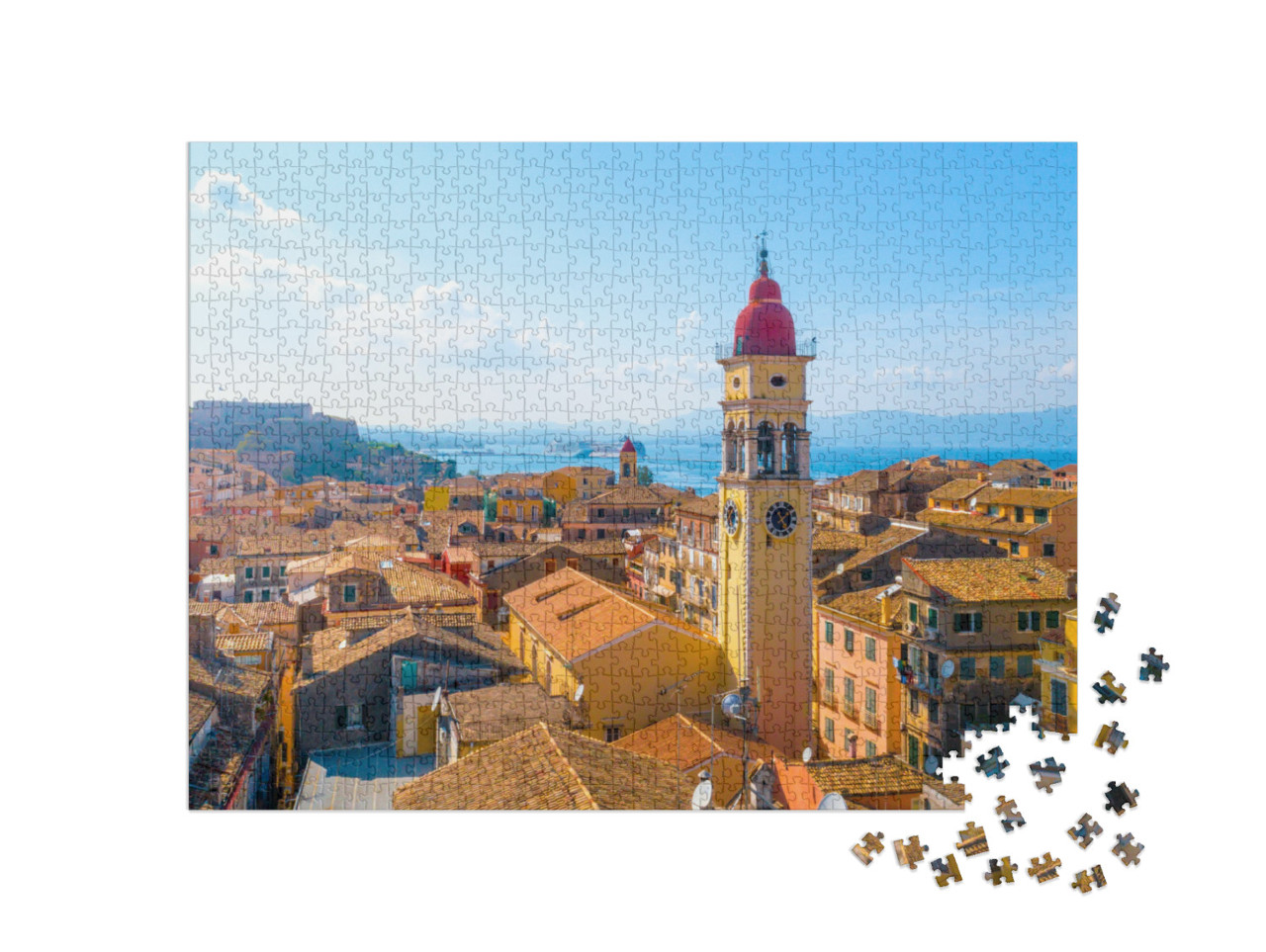 puzzle 1000 dílků „Panoramatický pohled na Kerkyru, hlavní město ostrova Korfu, Řecko“