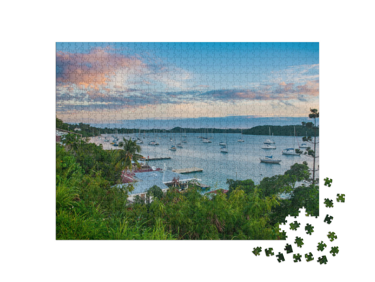 puzzle 1000 dílků „Zátoka Neiafu po západu slunce, ostrovy Vava'u, Tonga, jižní Pacifik“