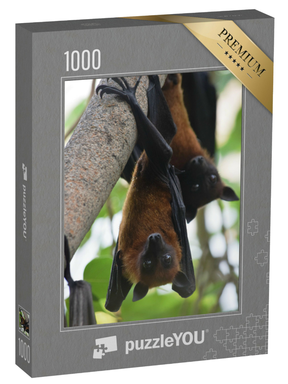 puzzle 1000 dílků „Indické létající lišky vzhůru nohama na stromě“