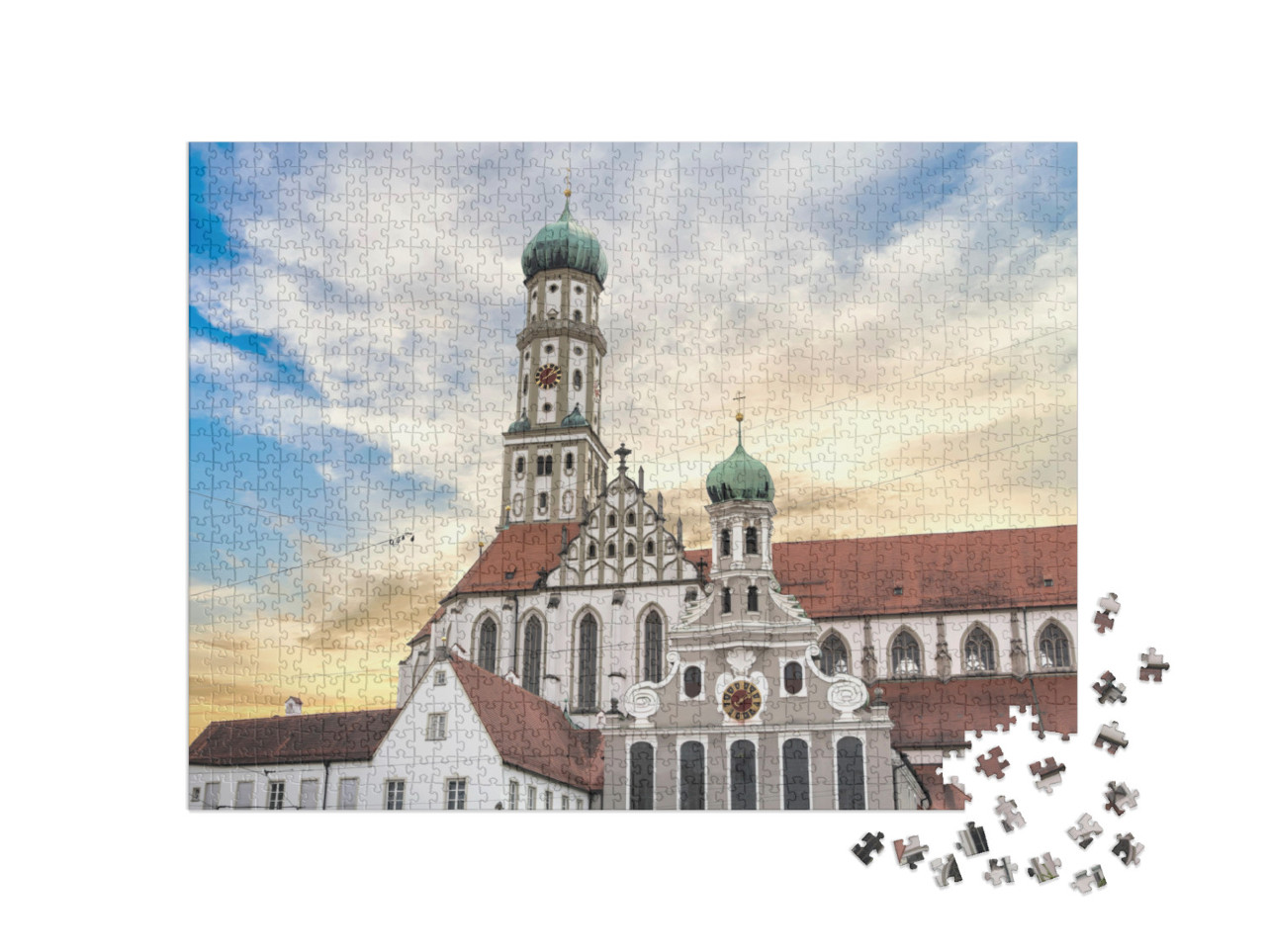 puzzle 1000 dílků „Slavný kostel svatého Ulricha v Augsburgu v Německu“