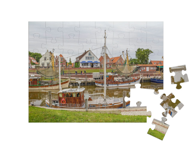 puzzle 48 dílků „Idylická přístavní scenérie v Greetsielu, Východní Frísko, Německo“