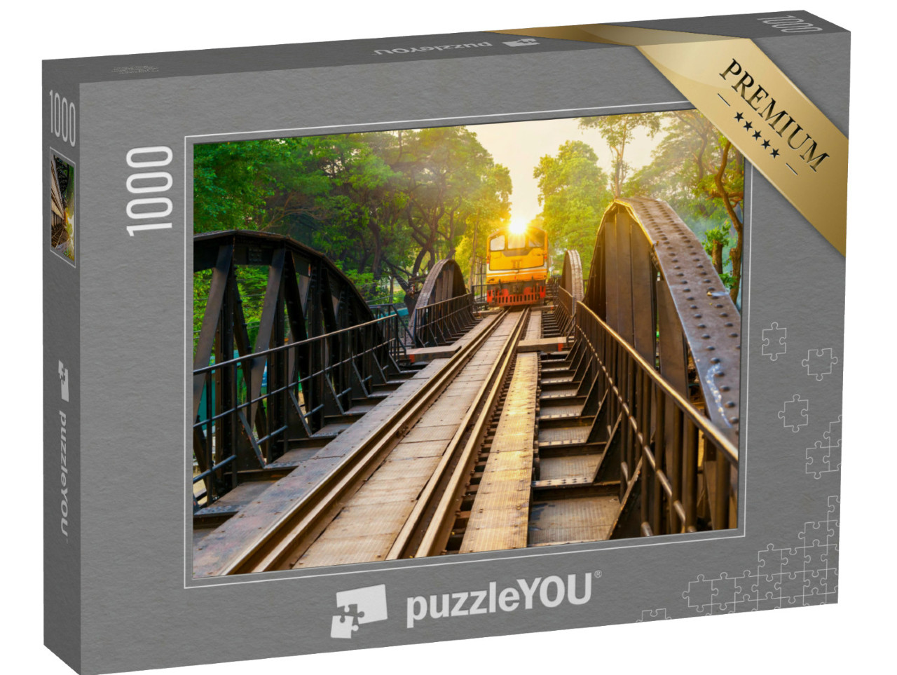 puzzle 1000 dílků „Starý vlak na mostě přes řeku Kwai v Kančanaburi, Thajsko“