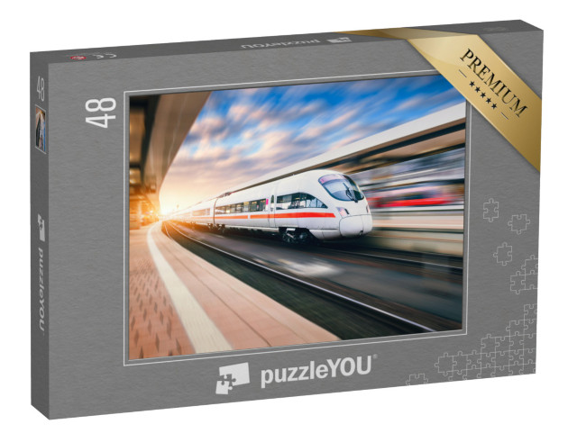 puzzle 48 dílků „Vlak ICE projíždí stanicí“