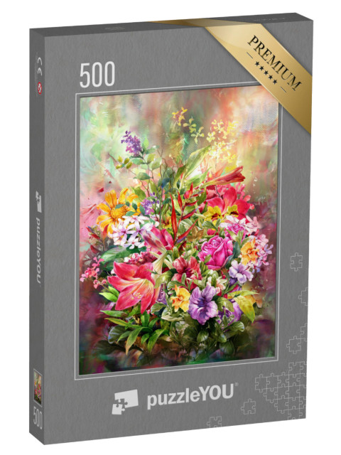 puzzle 500 dílků „Kytice barevných květin“