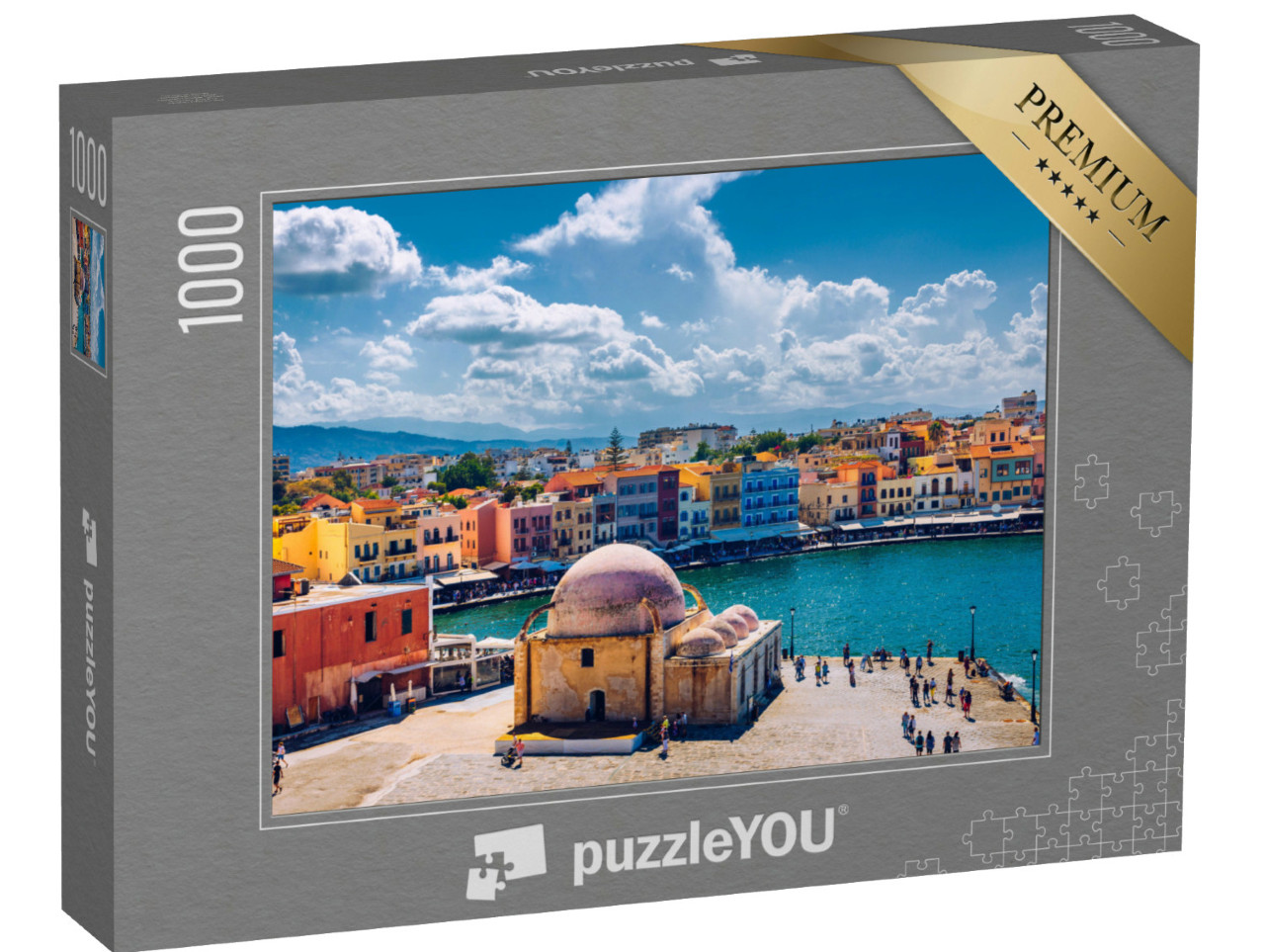 puzzle 1000 dílků „Mešita ve starém přístavu města Chania, Kréta, Řecko“